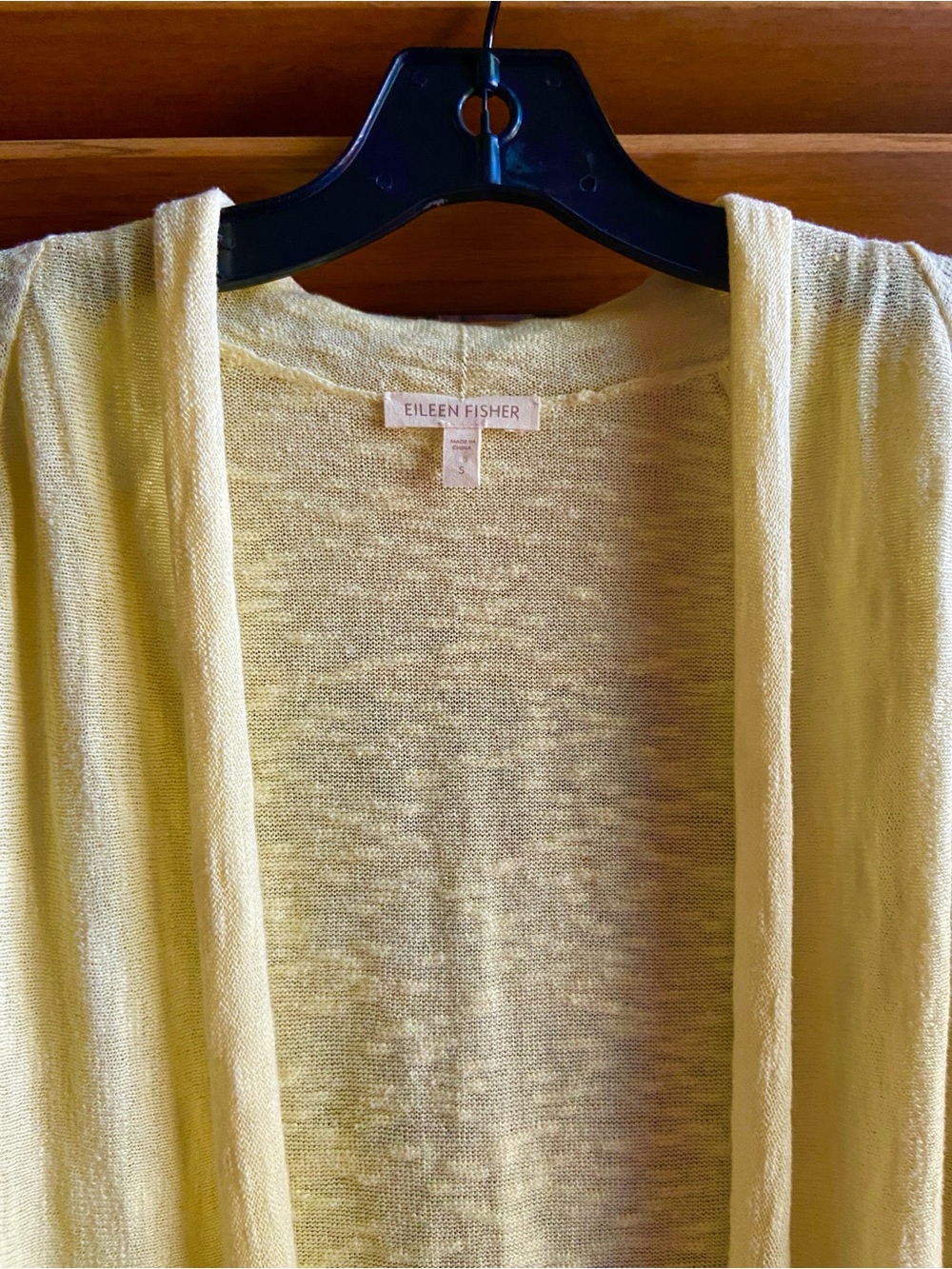 Eileen Fisher S 8 -10 Pale Yellow Open-Front Lightweight Cardigan